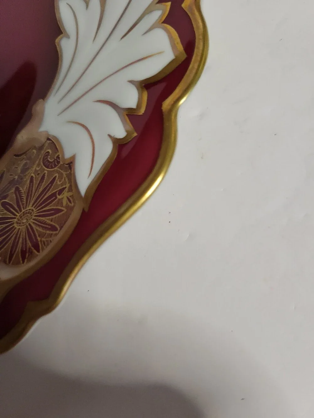 Vintage Weimar Porzellan Jutta 519 Germany Burgandy Gold Floral Plate